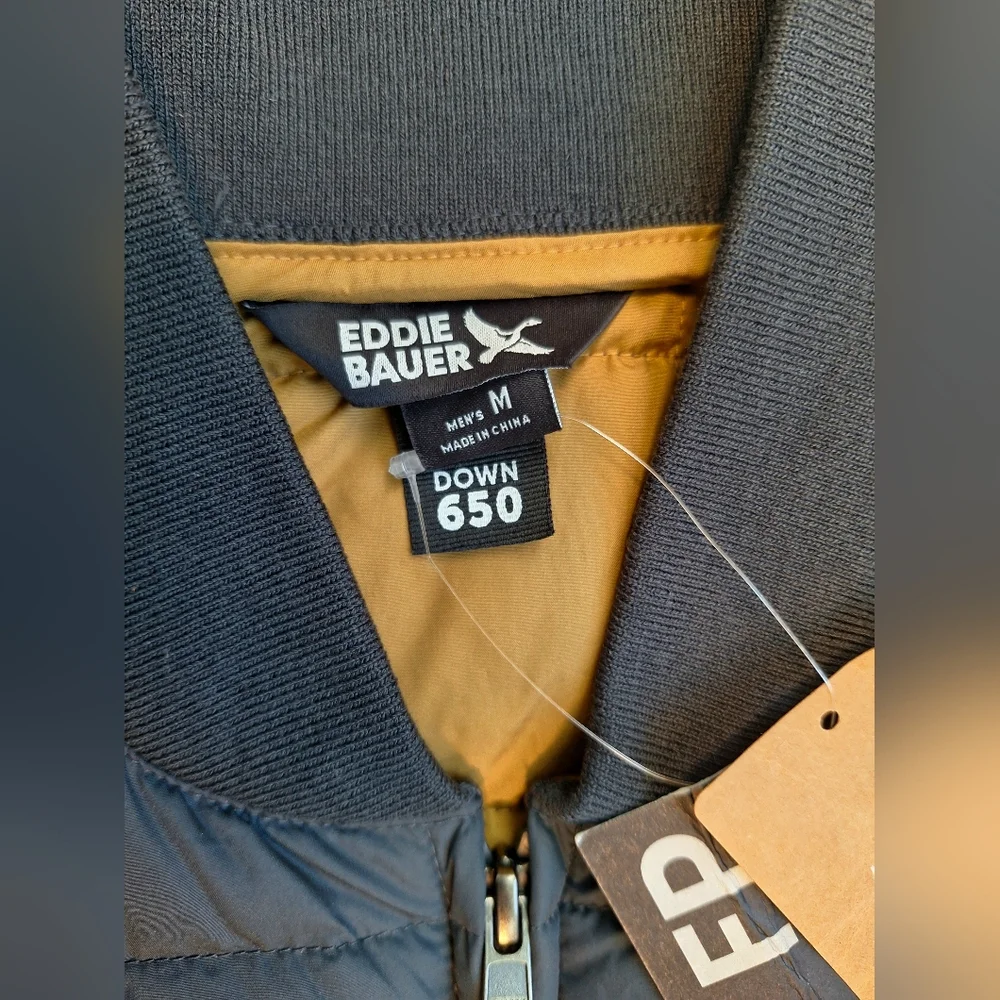 Eddie Bauer Men's Blue Shaw 650 Fill Quilted Down Vest - Size Medium Cozy Puffer